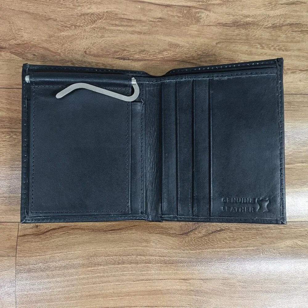 Genuine Leather Money Clip Wallet, Slim Bifold Card Holder